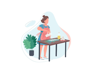 Woman with melted soap flat color vector faceless character preview picture