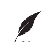 Feather quill design icon and logo illustration classic stationery
