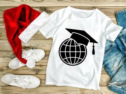 Global Education Graduation Cap on Grid Globe Vector Icon