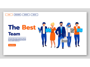 Best team landing page vector template preview picture