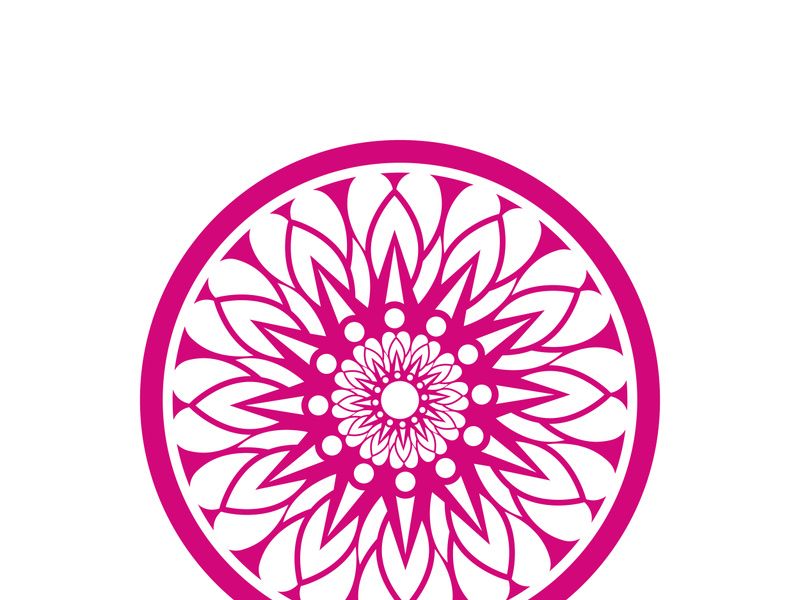 Traditional Asian colorful floral pattern Stained glass mosaic logo tile design inspiration