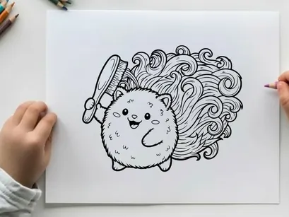 Cute hedgehog with hairbrush vector illustration
