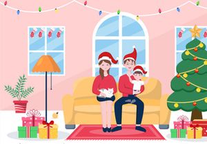8 Merry Christmas With Family and Santa Background Vector