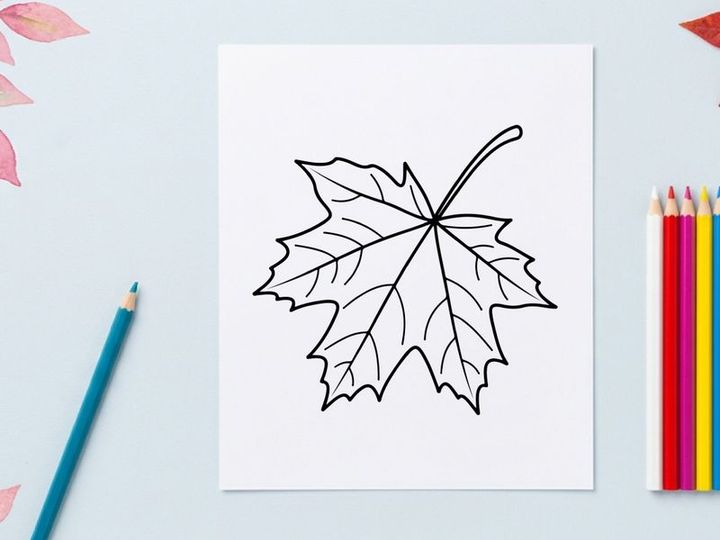 Detailed maple leaf illustration. Artistic botanical drawing for design projects