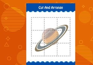 10 Pages Cut and arrange with a planet worksheet for kids. Educational game for children