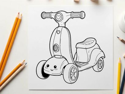 Cute retro scooter smiling face vector illustration flat design