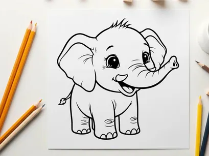 Cute baby elephant smiling vector illustration flat design