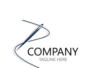 Needle and thread Sewing logo outline combination Line flat design template Simple icons. Concept tailor illustration