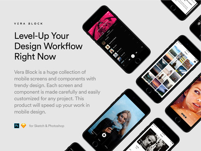 Vera Block - Free Mobile UI Kit for Sketch & Photoshop