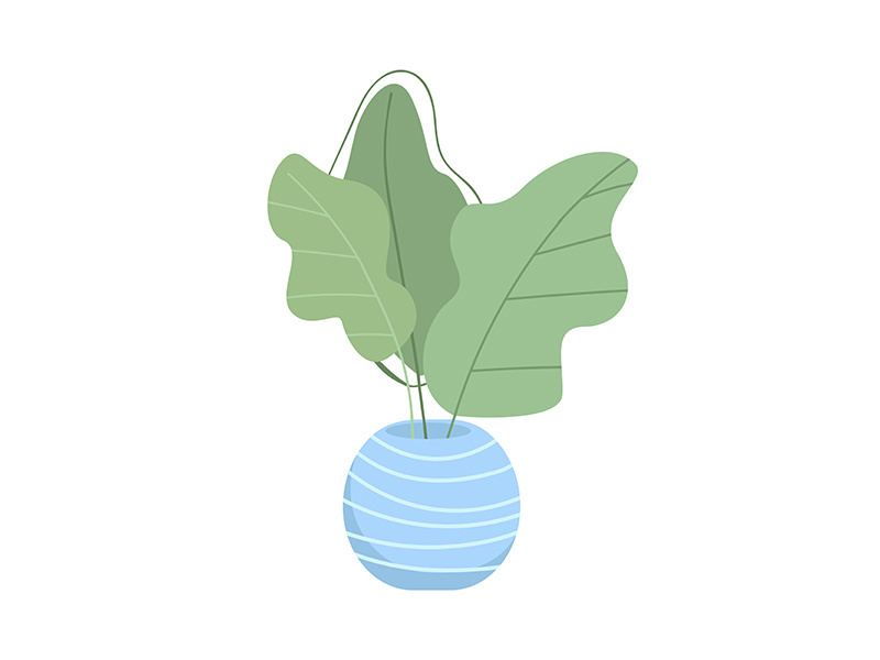 Houseplant in blue pot semi flat color vector object