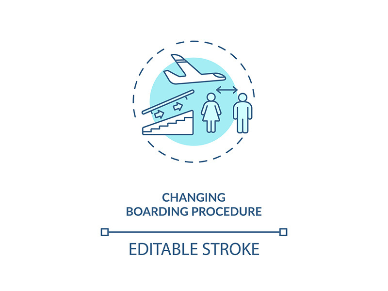Changing boarding procedure concept icon