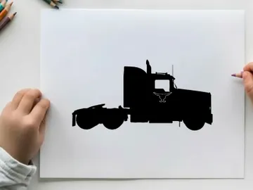 Silhouette of a semi truck against a white background preview picture