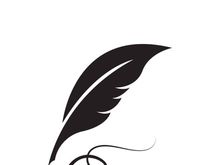 Feather quill design icon and logo illustration classic stationery