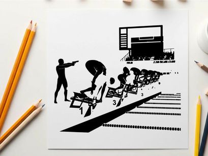 Silhouette of athletes at the starting line of a race