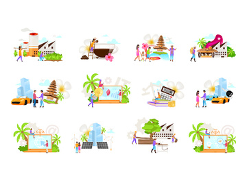 Indonesian business flat vector illustrations set preview picture