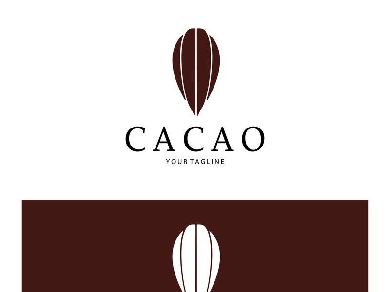 cocoa logo,cocoa bean,cocoa tree,cocoa branches and leaves,chocolate mix on white background,vintage,modern,simple,minimalist icon illustration template design vector