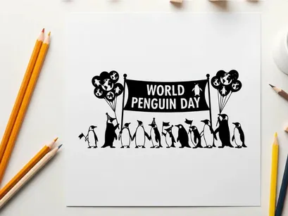 Ilustração vetorial comemorativa do Dia Mundial do Pinguim