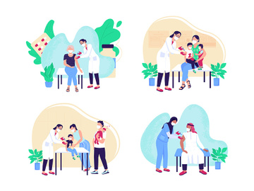 Adult and children vaccination flat concept vector illustration set preview picture