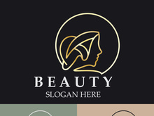 Woman Beauty care logo. Nature face saloon and spa design flat vector