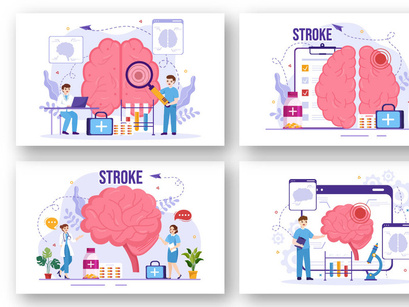 12 Human Brain Stroke Illustration