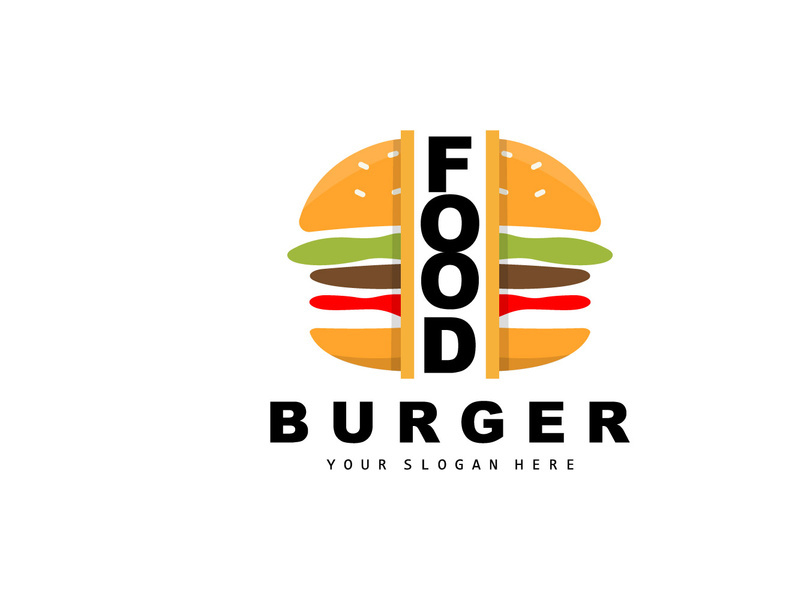 Burger Logo, Fast Food Design, Bread And Vegetables Vector, Fast Food Restaurant Brand Icon Illustration