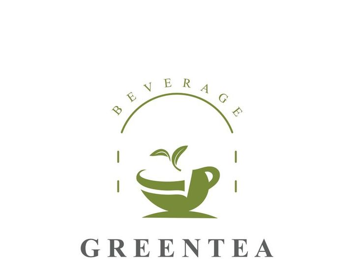 Green tea logo, herbal, organic health minimal design template