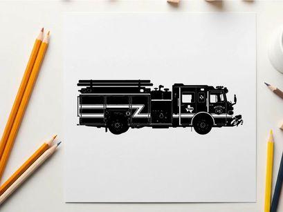 Silhouette of a fire truck vehicle emergency response