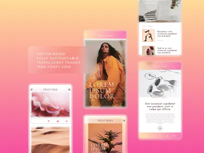 Glass Frost Feed UI Kit 01 - Free Demo