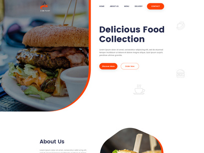 Restaurant Website Design Landing Page - PSD