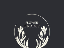 Floral frame flower round shape emblem logotype isolated on white background, leaves luxury linear logo circle style boutique