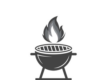 BBQ grill simple and symbol icon with smoke or steam logo vector illustration preview picture