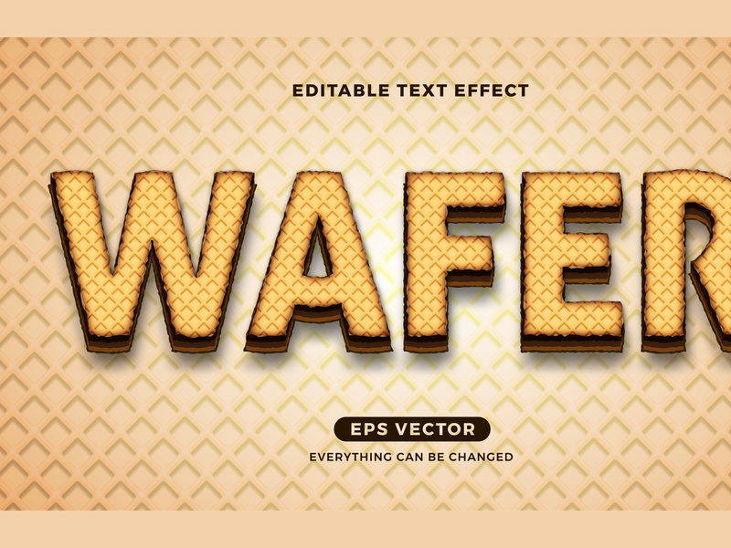 Wafer editable text effect vector template