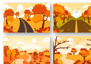 32 Autumn Landscape Background Illustration
