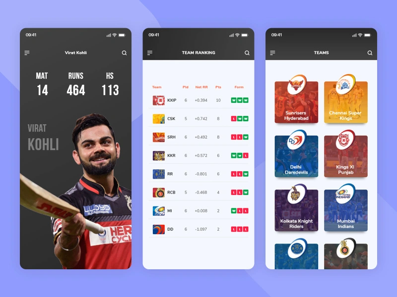 Cricket IPL App UI