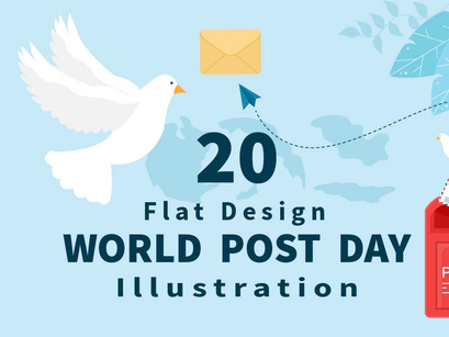 20 World Post Day Vector Illustration
