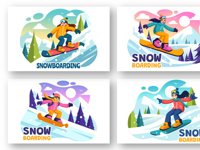 10 Snowboarding Illustration