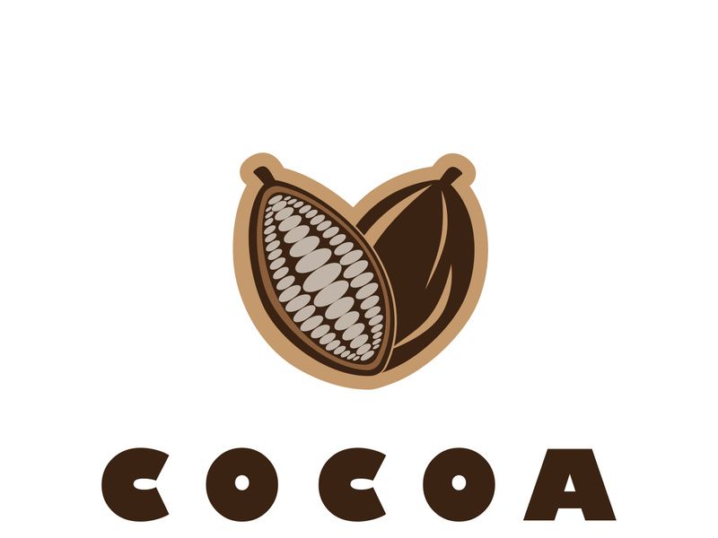 cocoa logo,cocoa bean,cocoa tree,cocoa branches and leaves,chocolate mix on white background,vintage,modern,simple,minimalist icon illustration template design vector
