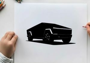 Silhouette of a futuristic electric vehicle tesla cybertruck