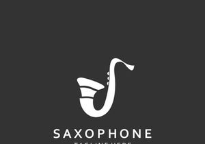 Saxophone music logo design simple modern and minimalist illustration
