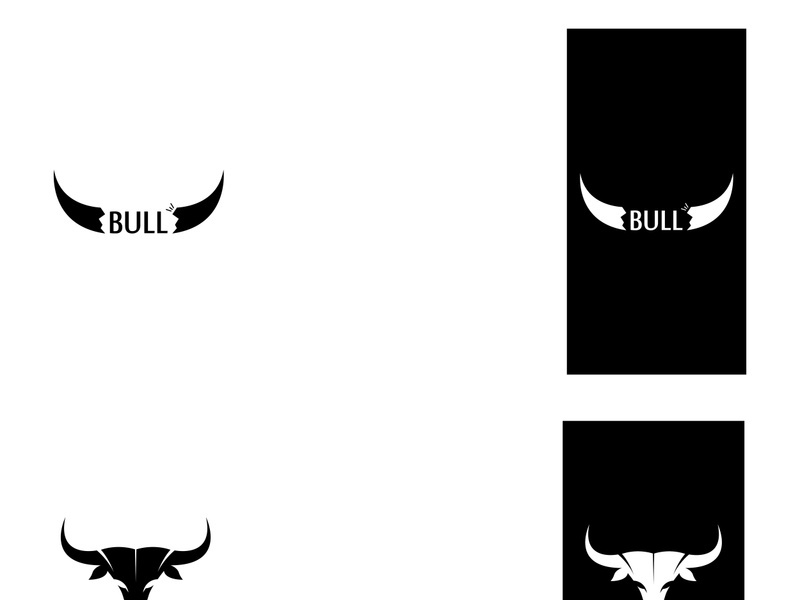 Retro vintage bull head horns logo design