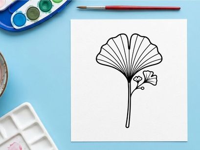 Elegant ginkgo leaf illustration for design projects. Artistic botanical drawing for nature-themed visuals.