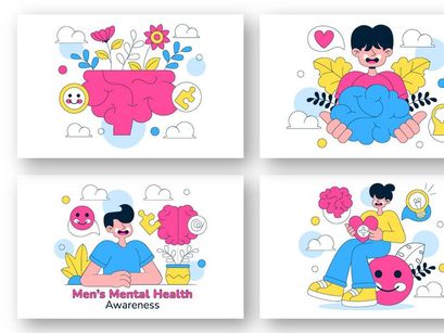 10 Men's Mental Health Awareness Illustration