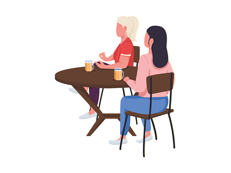 Women testing different foods flat color vector faceless character