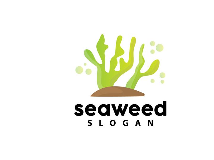 Coral reef logo vector silhouette sea fish habitat simple beautiful sea plants