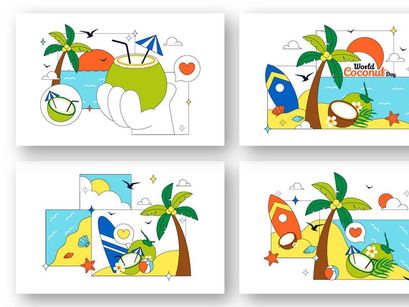 10 World Coconut Day Illustration