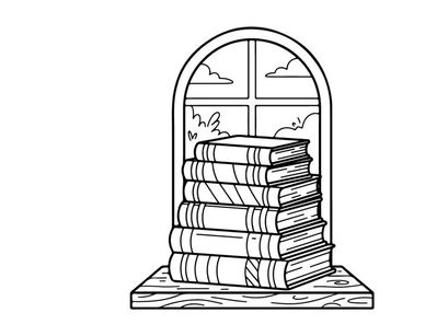 Stacked vintage books in arched Christmas Day cross niche with festive holiday glow