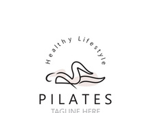 Abstract Pilates  Logo, Yoga identity body balance vector monoline Design Template. wellness lifestyle