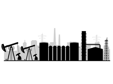 Refinery plant black silhouette vector illustration preview picture