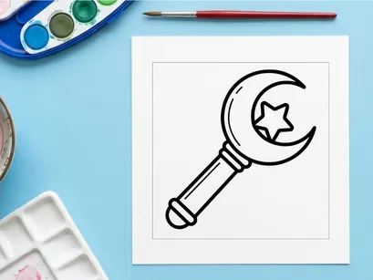 Lupa Halloween desenhada à mão com estrela. Ferramenta de detetive assustadora para temas de mistério e descoberta.