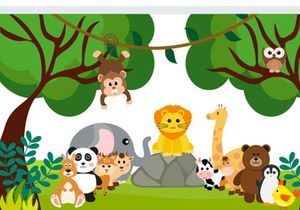 8 Jungle Animals and Zoo Cartoon Flat Style